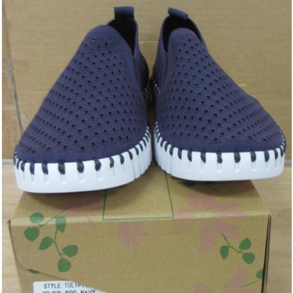 NIB Ilse Jacobsen Tulip 140‎ Mens Navy Blue Perforated Slip On Loafers Size 45
